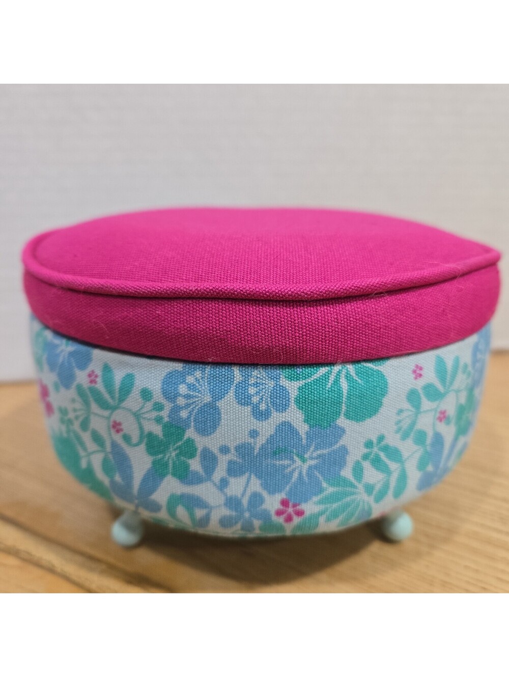 American Girl Doll Kanani's Lounge Ottoman Only Padded Blue Floral Print 6"